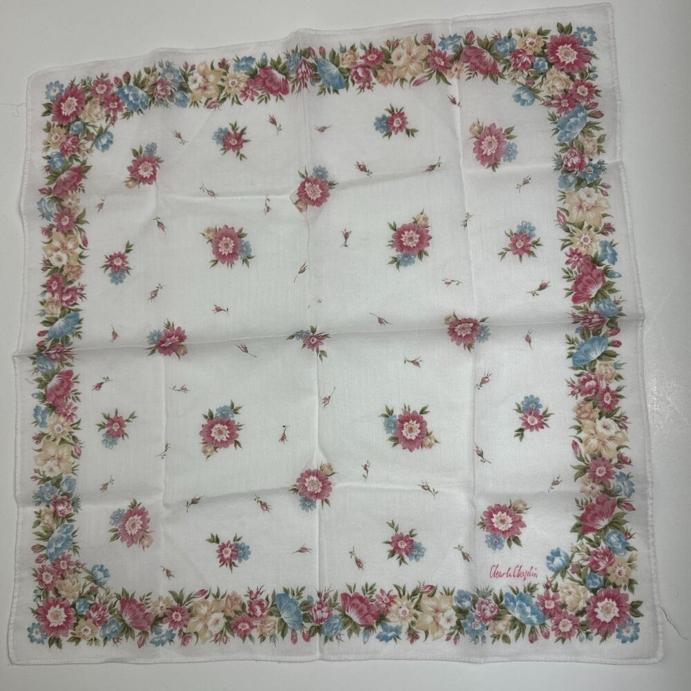 Vintage Charlie Chaplin Handkerchief Bandana Pocket Square Wrap Floral